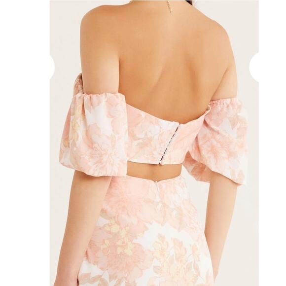 New Free People RUMER Isola Set $488 XL-US 10  Pink Floral ON/OFF THE SHOULDER - Picture 4 of 10